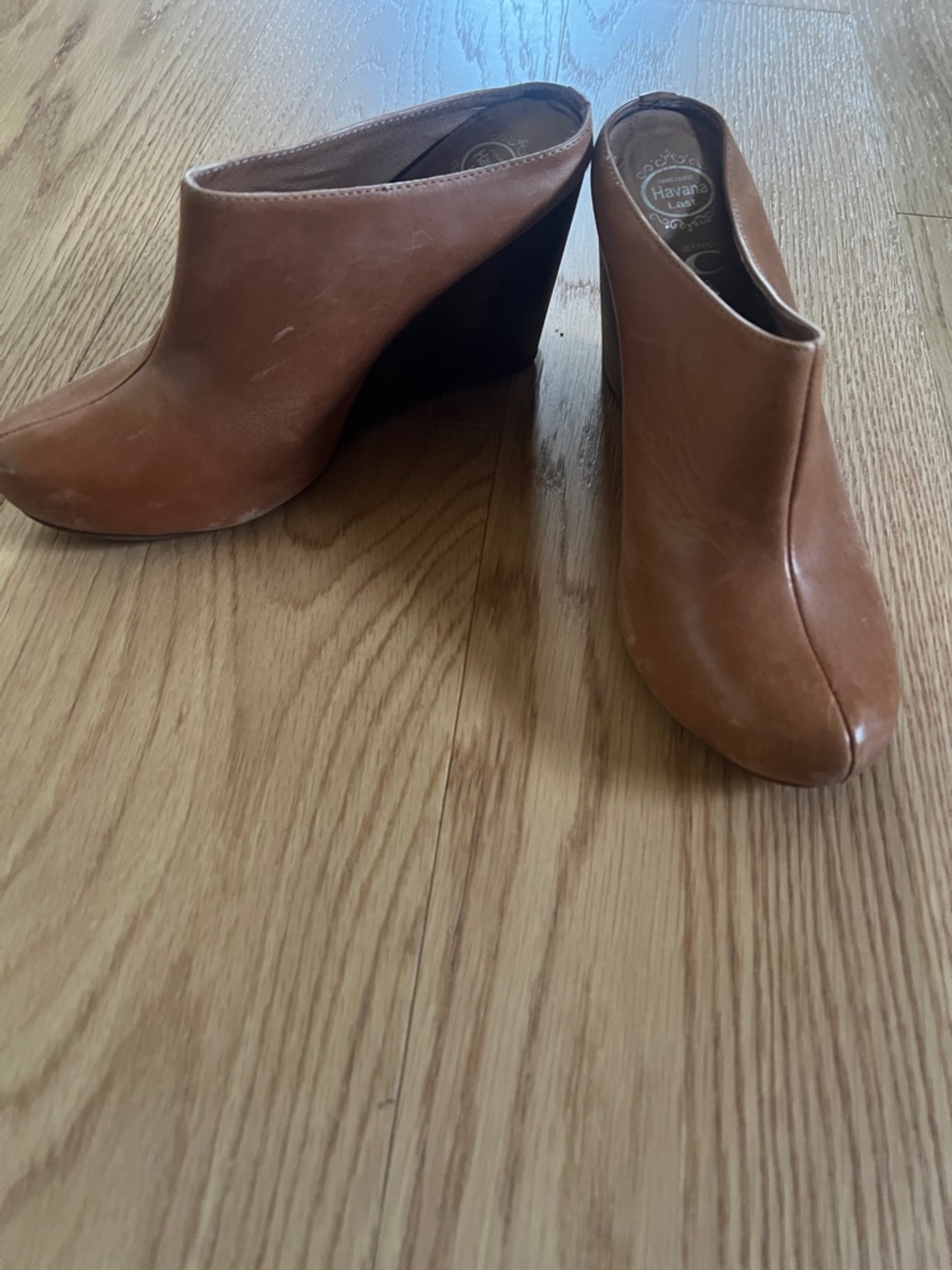 Handmade, Havana Last Leather Wedge Mules - Women